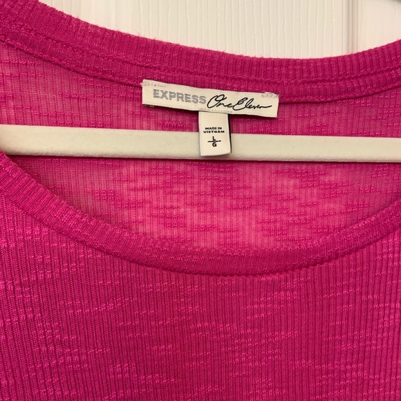 Express One Eleven pink ribbed top - Picture 3 of 5